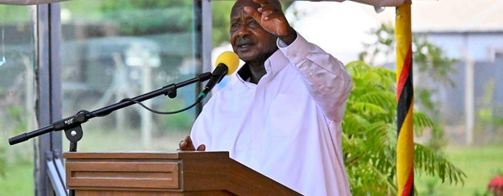 #htmlcaption-2 President Yoweri Museveni addressing the gathering while officially launching the Soroti Industrial Presidential Skilling Hub